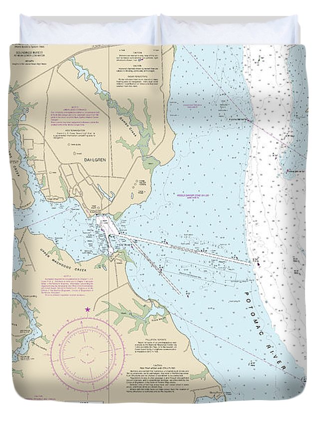 Nautical Chart-12287 Potomac River Dahlgren-vicinity - Duvet Cover