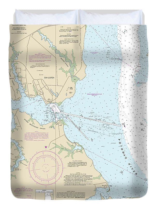 Nautical Chart-12287 Potomac River Dahlgren-vicinity - Duvet Cover