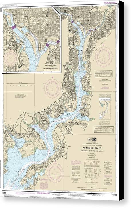 Nautical Chart-12289 Potomac River Mattawoman Creek-georgetown, Washington Harbor - Canvas Print