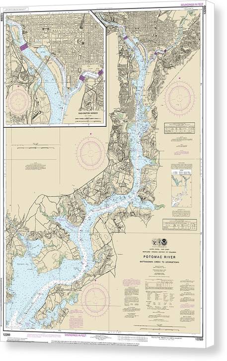 Nautical Chart-12289 Potomac River Mattawoman Creek-georgetown, Washington Harbor - Canvas Print