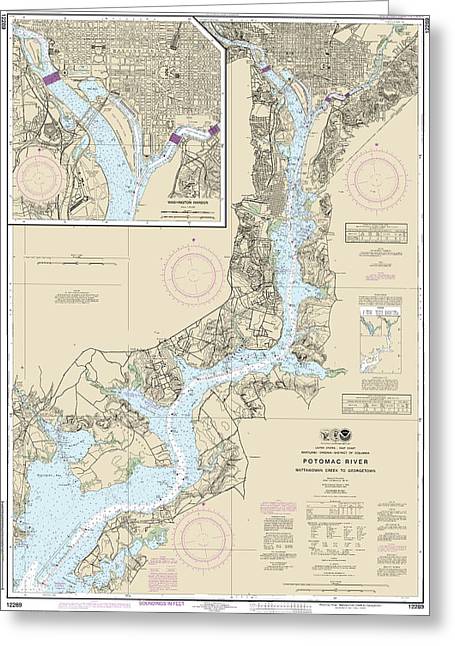 Nautical Chart-12289 Potomac River Mattawoman Creek-georgetown, Washington Harbor - Greeting Card