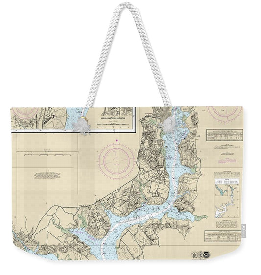 Nautical Chart-12289 Potomac River Mattawoman Creek-georgetown, Washington Harbor - Weekender Tote Bag