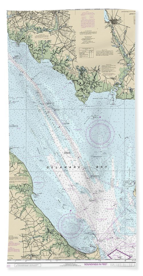 Nautical Chart 12304 Delaware Bay Bath Towel