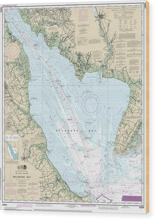 Nautical Chart-12304 Delaware Bay Wood Print