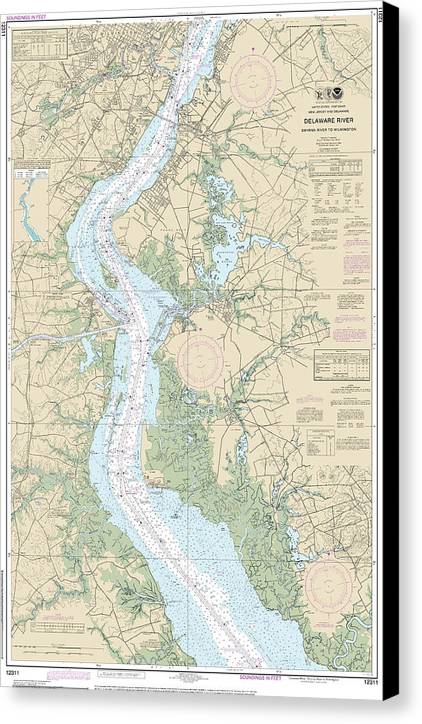 Nautical Chart-12311 Delaware River Smyrna River-wilmington - Canvas Print