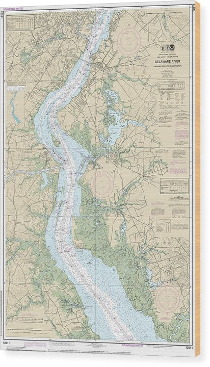 Nautical Chart-12311 Delaware River Smyrna River-Wilmington Wood Print