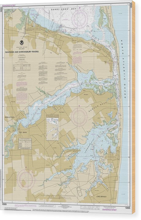 Nautical Chart-12325 Navesink-Shrewsbury Rivers Wood Print