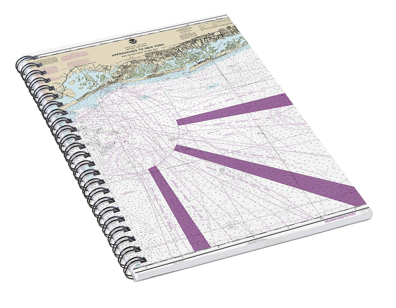 Nautical Chart-12326 Approaches-new York Fire Lsland Light-sea Girt - Spiral Notebook