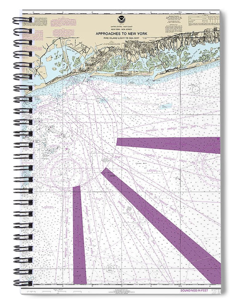 Nautical Chart 12326 Approaches New York Fire Lsland Light Sea Girt Spiral Notebook