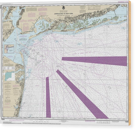 Nautical Chart-12326 Approaches-New York Fire Lsland Light-Sea Girt Wood Print