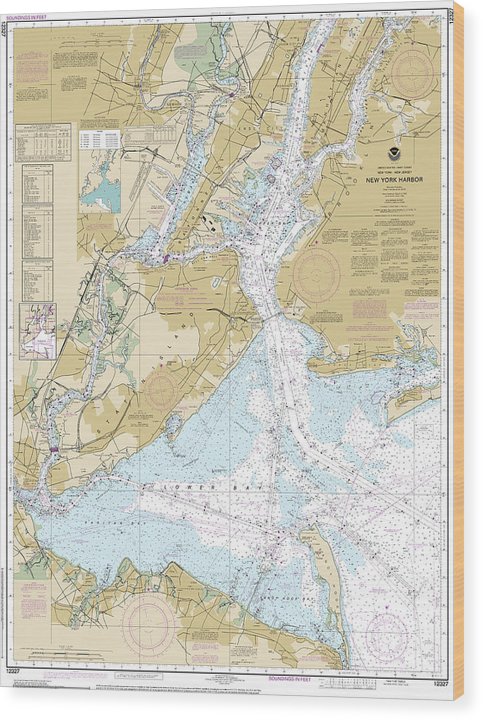 Nautical Chart-12327 New York Harbor Wood Print