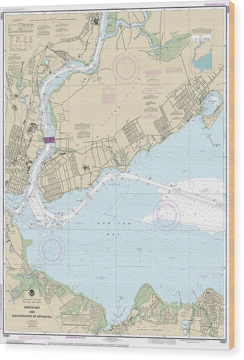 Nautical Chart-12331 Raritan Bay-Southern Part-Arthur Kill Wood Print
