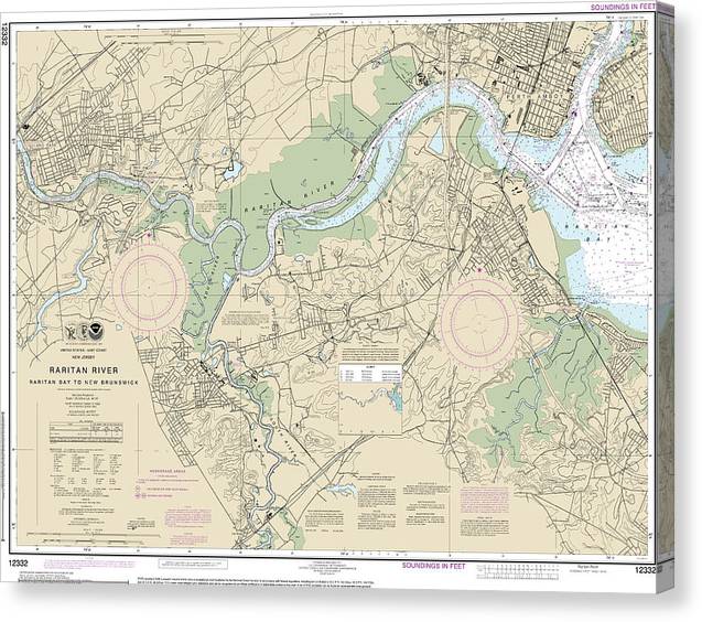 Nautical Chart-12332 Raritan River Raritan Bay-New Brunswick Canvas Print