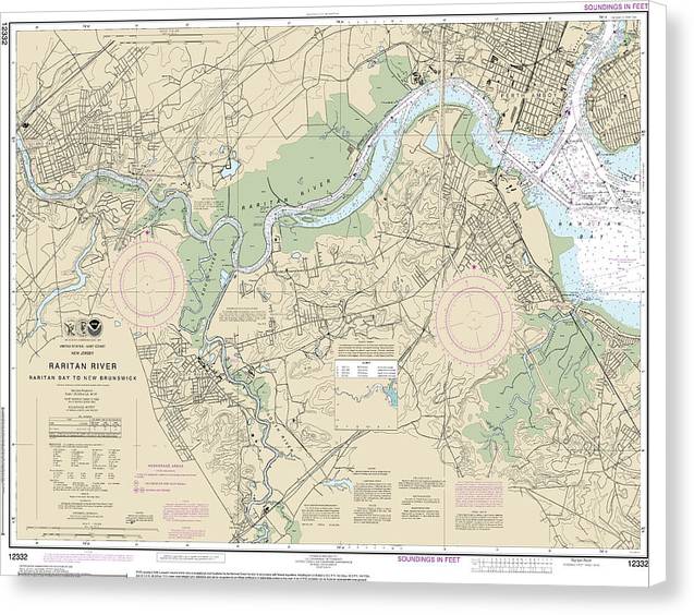 Nautical Chart-12332 Raritan River Raritan Bay-new Brunswick - Canvas Print