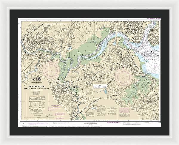 Nautical Chart-12332 Raritan River Raritan Bay-new Brunswick - Framed Print