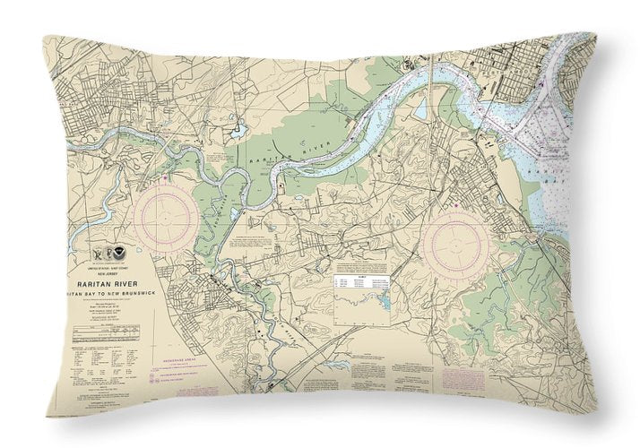 Nautical Chart-12332 Raritan River Raritan Bay-new Brunswick - Throw Pillow