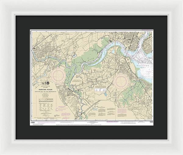 Nautical Chart-12332 Raritan River Raritan Bay-new Brunswick - Framed Print