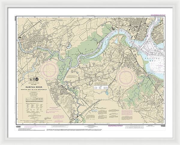 Nautical Chart-12332 Raritan River Raritan Bay-new Brunswick - Framed Print