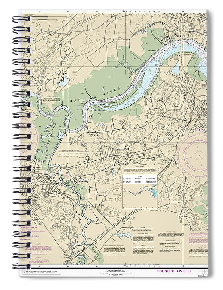 Nautical Chart 12332 Raritan River Raritan Bay New Brunswick Spiral Notebook