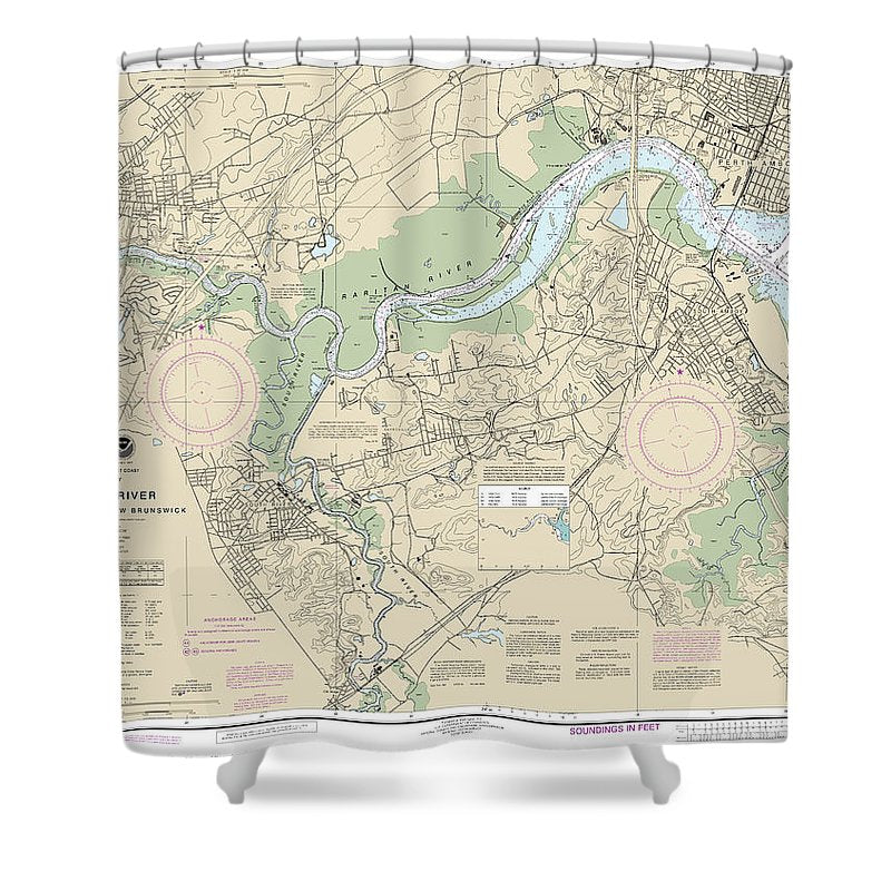 Nautical Chart 12332 Raritan River Raritan Bay New Brunswick Shower Curtain