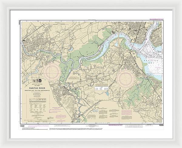 Nautical Chart-12332 Raritan River Raritan Bay-new Brunswick - Framed Print