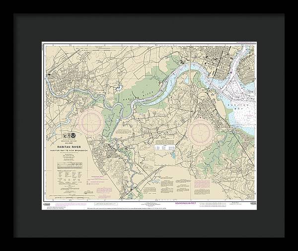 Nautical Chart-12332 Raritan River Raritan Bay-new Brunswick - Framed Print