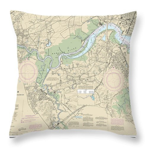 Nautical Chart-12332 Raritan River Raritan Bay-new Brunswick - Throw Pillow