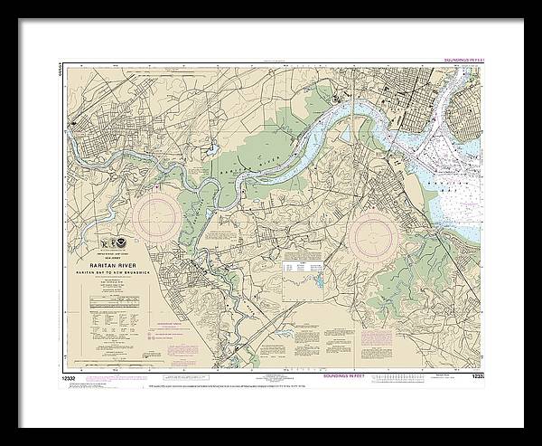 Nautical Chart-12332 Raritan River Raritan Bay-new Brunswick - Framed Print