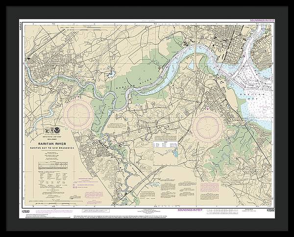 Nautical Chart-12332 Raritan River Raritan Bay-new Brunswick - Framed Print