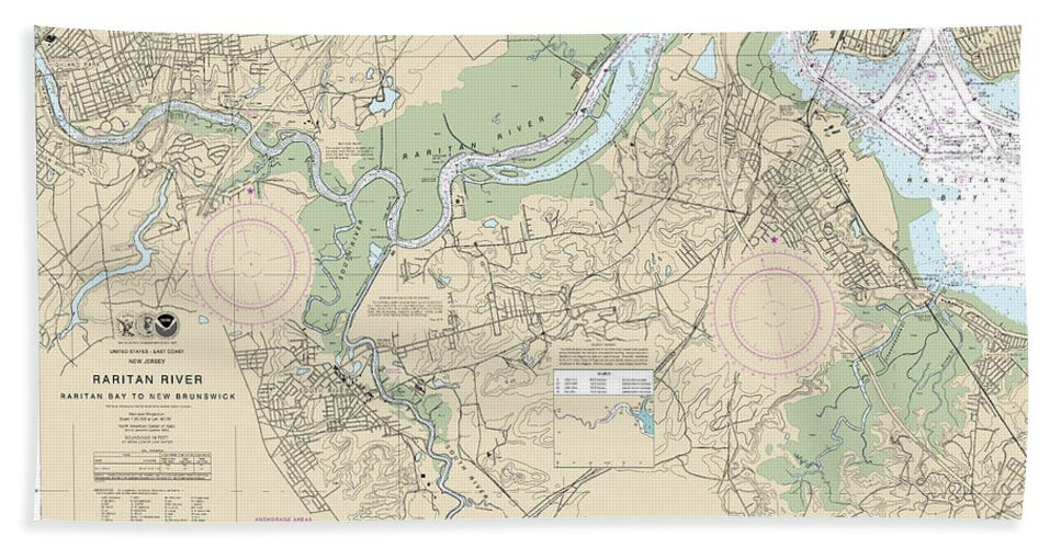 Nautical Chart-12332 Raritan River Raritan Bay-new Brunswick - Beach Towel