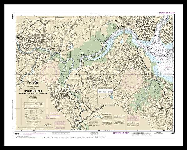 Nautical Chart-12332 Raritan River Raritan Bay-new Brunswick - Framed Print