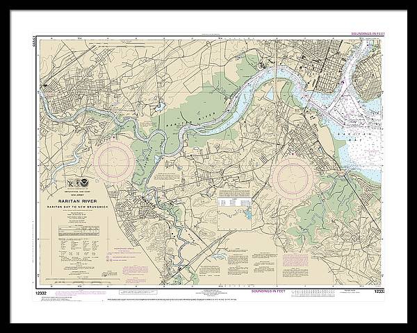 Nautical Chart-12332 Raritan River Raritan Bay-new Brunswick - Framed Print