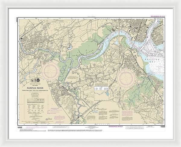 Nautical Chart-12332 Raritan River Raritan Bay-new Brunswick - Framed Print