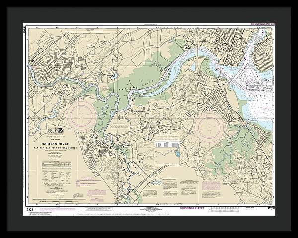 Nautical Chart-12332 Raritan River Raritan Bay-new Brunswick - Framed Print