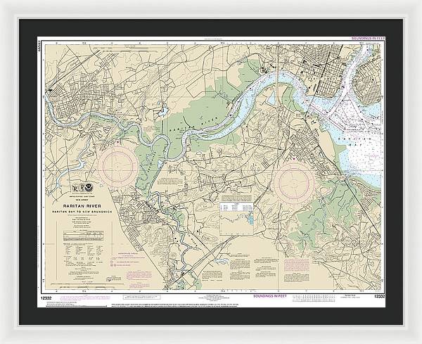 Nautical Chart-12332 Raritan River Raritan Bay-new Brunswick - Framed Print