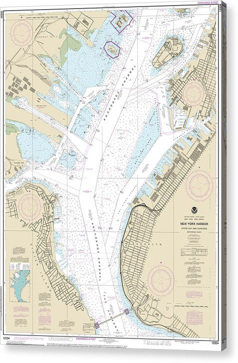 Nautical Chart-12334 New York Harbor Upper Bay-Narrows-Anchorage Chart  Acrylic Print