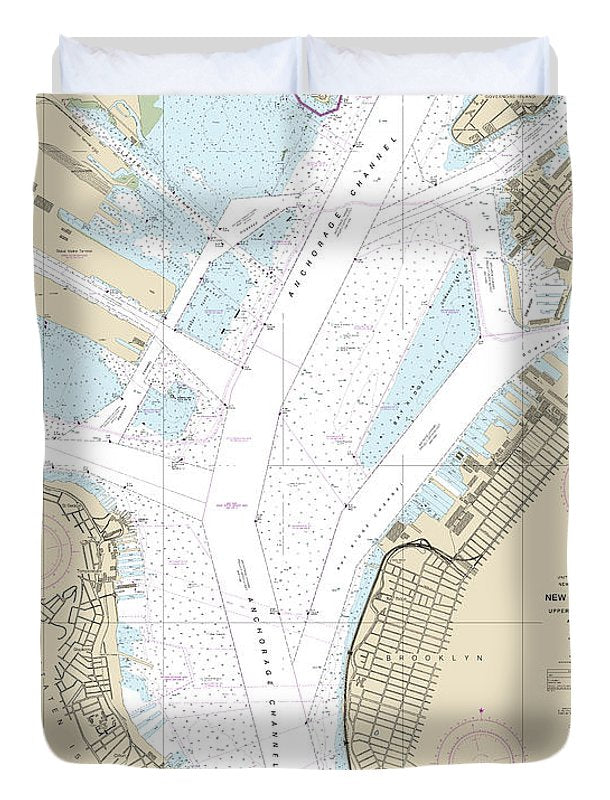 Nautical Chart-12334 New York Harbor Upper Bay-narrows-anchorage Chart - Duvet Cover