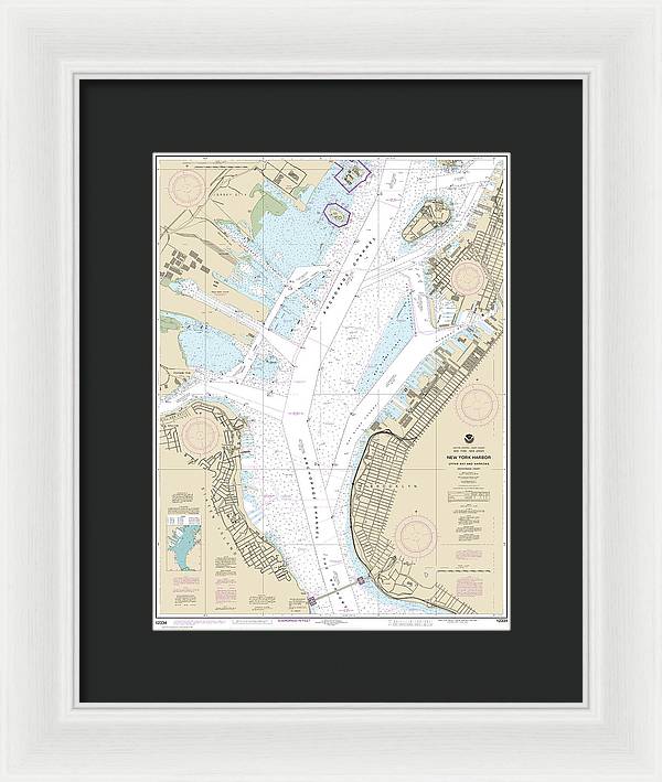 Nautical Chart-12334 New York Harbor Upper Bay-narrows-anchorage Chart - Framed Print