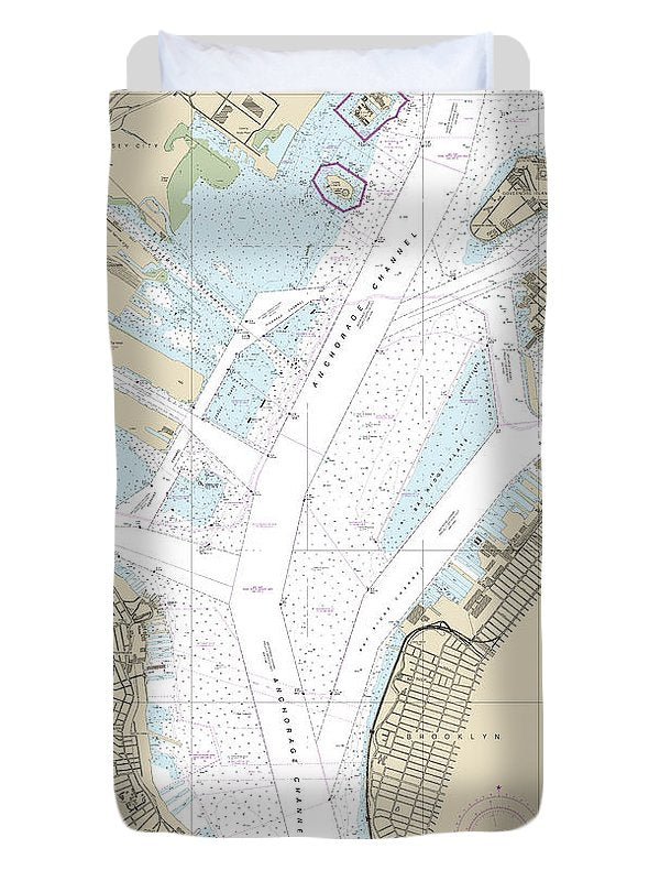 Nautical Chart-12334 New York Harbor Upper Bay-narrows-anchorage Chart - Duvet Cover