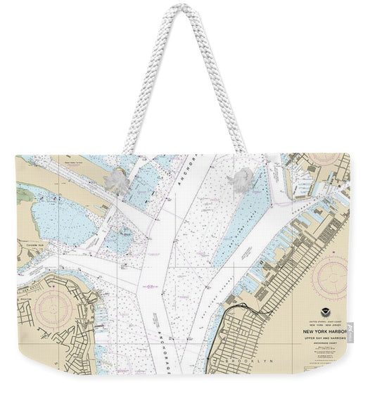 Nautical Chart-12334 New York Harbor Upper Bay-narrows-anchorage Chart - Weekender Tote Bag