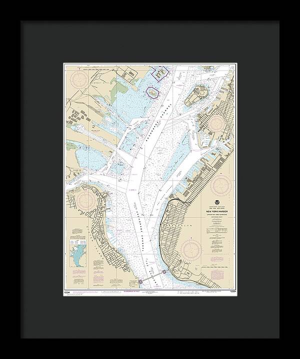 Nautical Chart-12334 New York Harbor Upper Bay-narrows-anchorage Chart - Framed Print