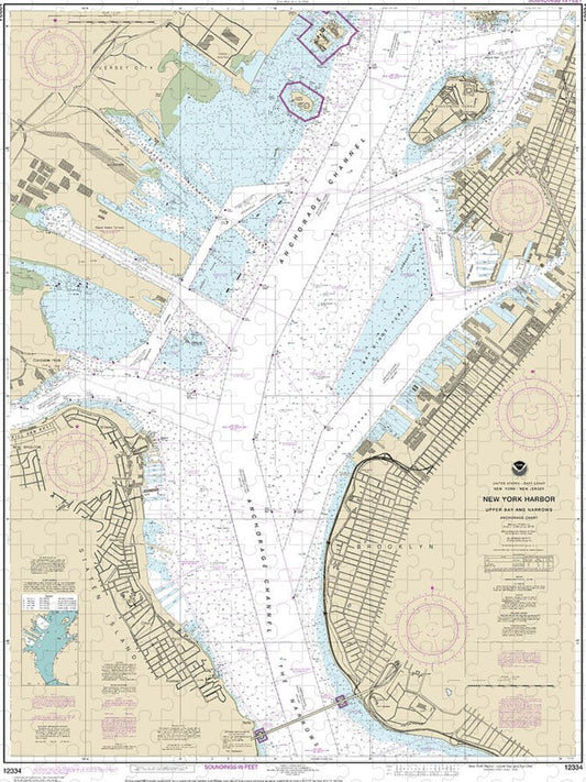 Nautical Chart 12334 New York Harbor Upper Bay Narrows Anchorage Chart Puzzle