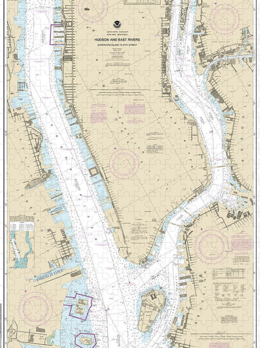 Nautical Chart 12335 Hudson East Rivers Governors Island 67Th Street Puzzle