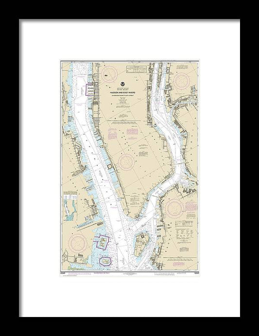 A beuatiful Framed Print of the Nautical Chart-12335 Hudson-East Rivers Governors Island-67Th Street by SeaKoast