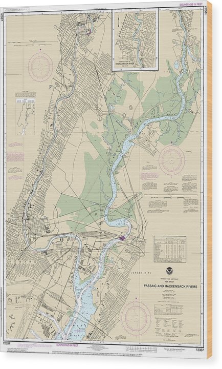 Nautical Chart-12337 Passaic-Hackensack Rivers Wood Print