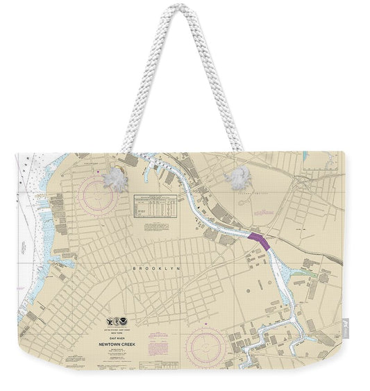 Nautical Chart-12338 East River Newtown Creek - Weekender Tote Bag