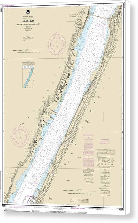 Nautical Chart-12341 Hudson River Days Point-george Washington Bridge - Canvas Print