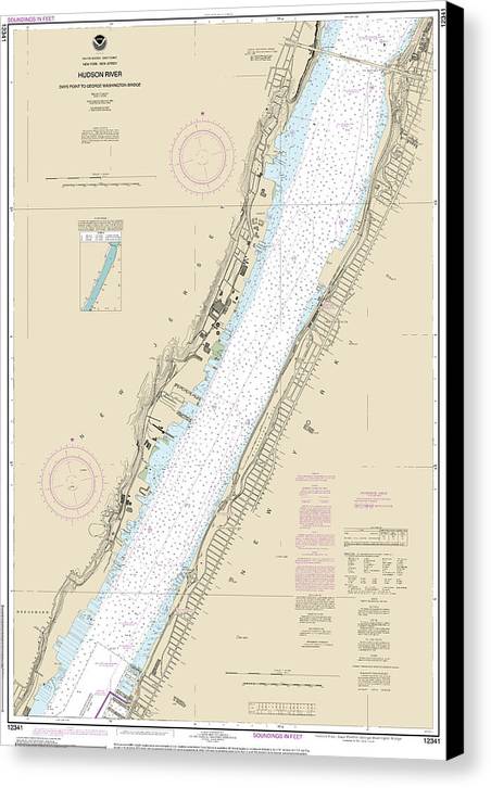 Nautical Chart-12341 Hudson River Days Point-george Washington Bridge - Canvas Print