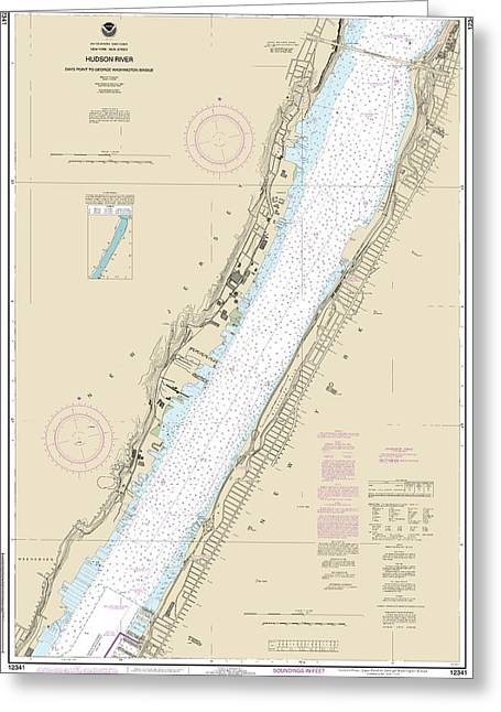 Nautical Chart-12341 Hudson River Days Point-george Washington Bridge - Greeting Card