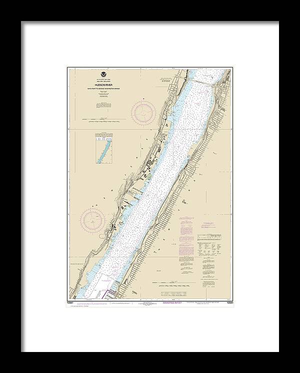 Nautical Chart-12341 Hudson River Days Point-george Washington Bridge - Framed Print